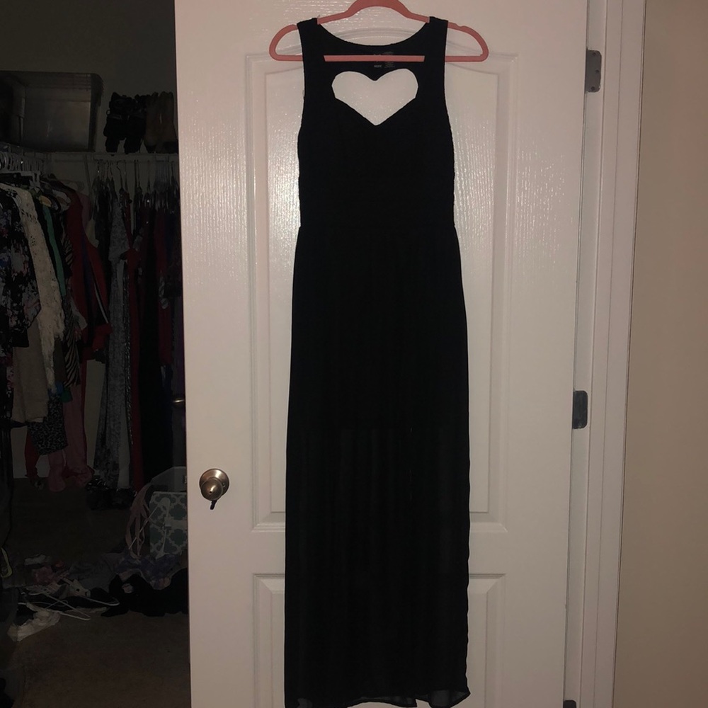 Black Floor Length Dress Sheer Bottom